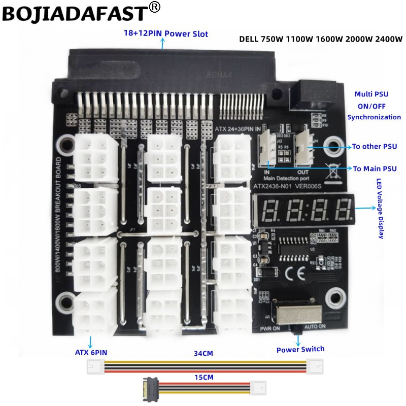 12 * PCI-E 6핀 커넥터 브레이크아웃 보드, D - 2400W Server Psu Breakout Board 리뷰 및 가격